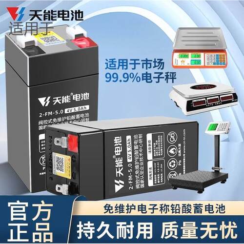 天能4V4ah5AH电子秤台秤磅秤专用蓄电池童车6v4.5AH玩具童车电瓶