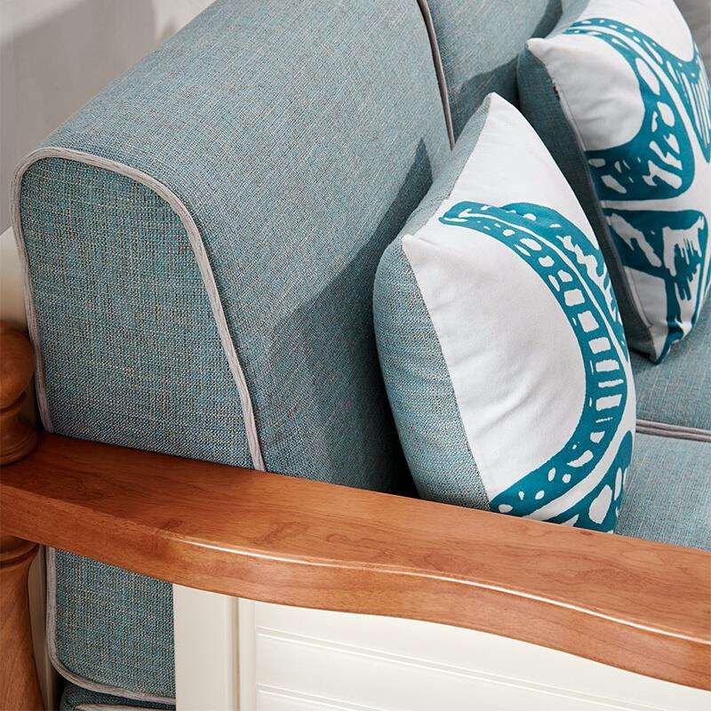 全实木沙发客厅lL型转角贵妃型组合三人位木质家具美式