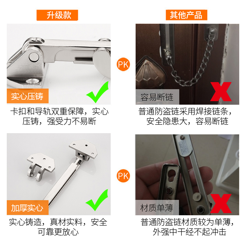 防盗门链安全链门扣锁木门移门室内安全锁拴门栓明插W销锁扣门闩