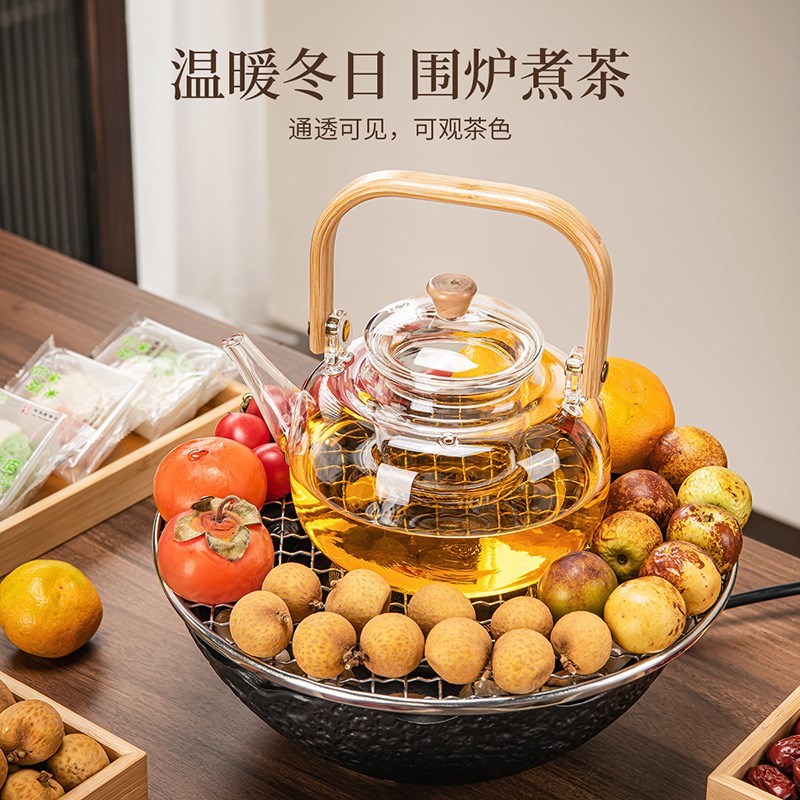 玻璃茶壶功夫茶具围炉煮茶简约高档G防烫提梁壶耐高温单壶器具