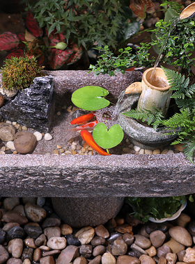 中式客厅流水鱼缸喷泉玄关落地水景观石磨摆件民宿水池Z造景装饰