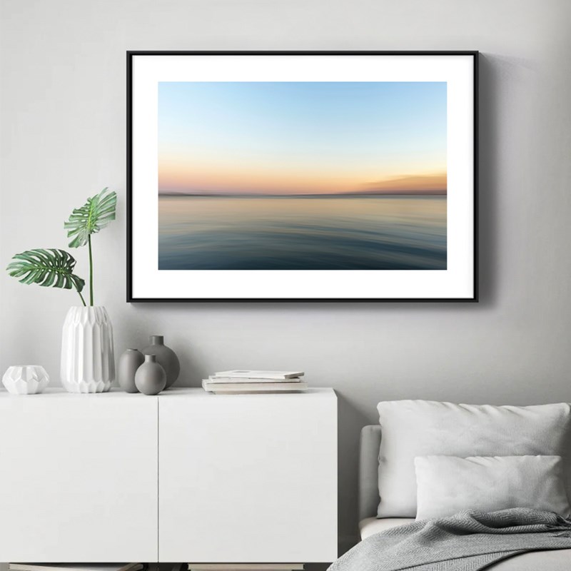 杉本博司海d景彩色装饰画办公室挂画横版玄关样板间酒吧客厅壁画图片