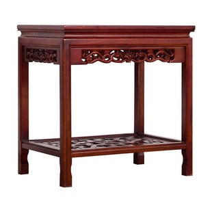 实木鱼缸架底座奇石桌摆台多层盆景花架中式 长桌榆木X花盆置物茶