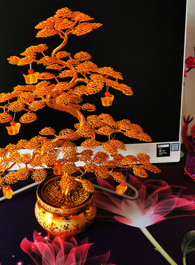 铝线手工艺品   开业店铺摆件发财树摇I钱树 室内客厅装饰品金钱
