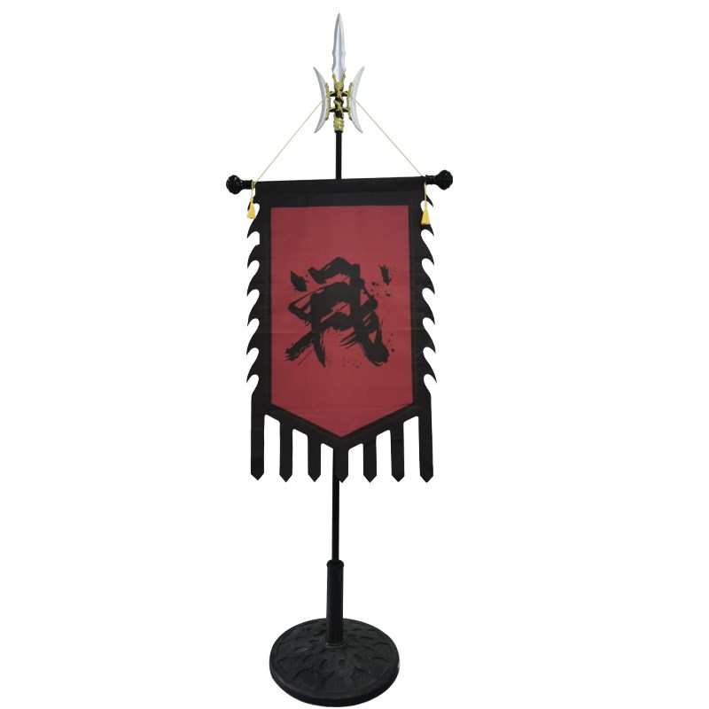 仿古方天画e戟旗杆带底座战旗仿古旗手举黑色旗杆T型旗杆广告旗杆