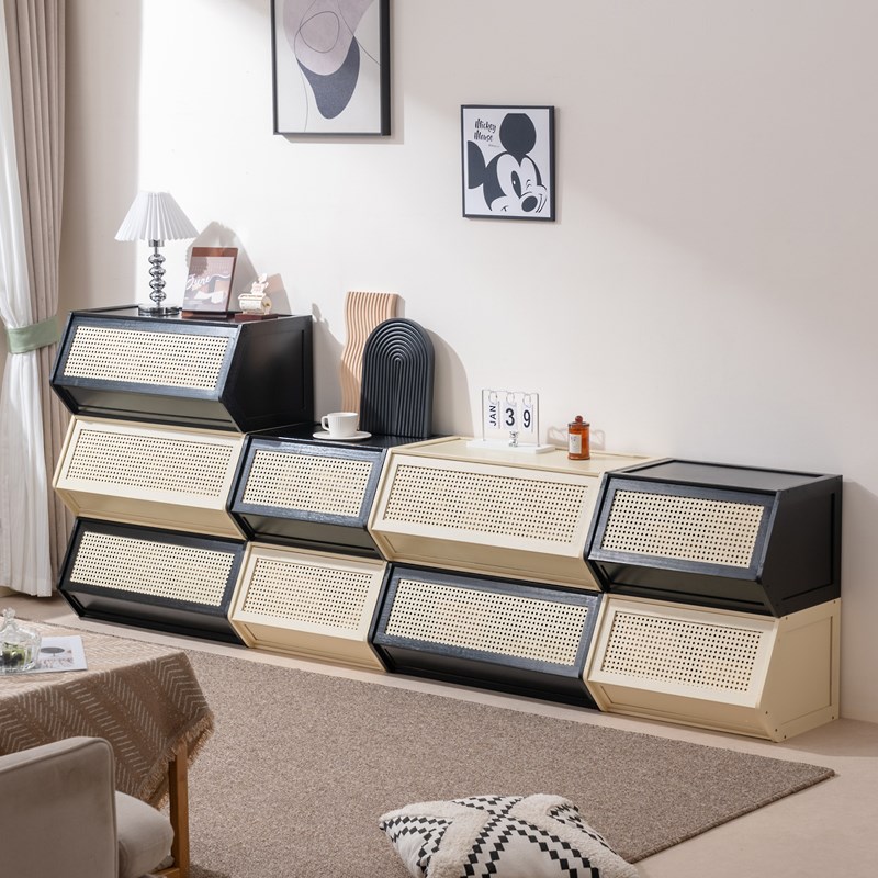 多功能可叠加收纳柜有盖杂物收纳盒储物整理箱家用U储物箱床头柜