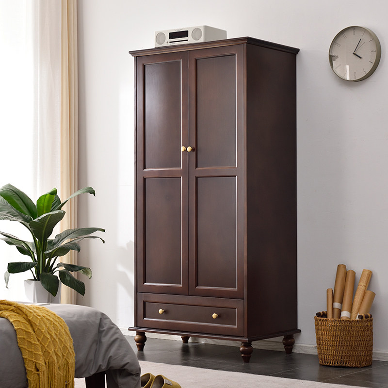 全实木小衣柜矮收纳白色纯松木z原木美式小户型儿童X男女孩卧室家