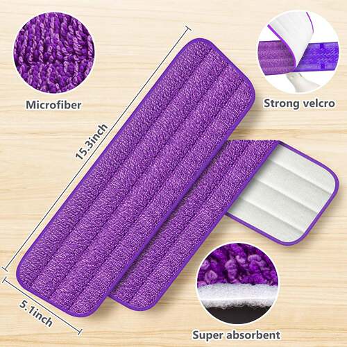 适配Swiffer PowerMop喷水拖把布纤维去污紫色梯形替换拖布头布垫