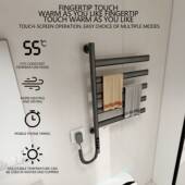 跨境太空铝智能电热毛巾架恒温加热卫生间免打孔旋转不锈钢置物架