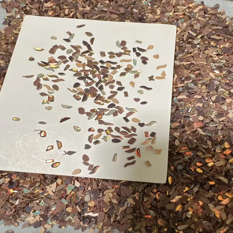 美拉德小号平底异形钻超闪秋冬摩卡焦糖色指甲玻璃美甲饰品