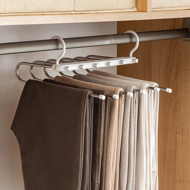 折叠裤架伸缩多j功能多层挂裤子衣架专用家用裤夹衣柜收纳神器防