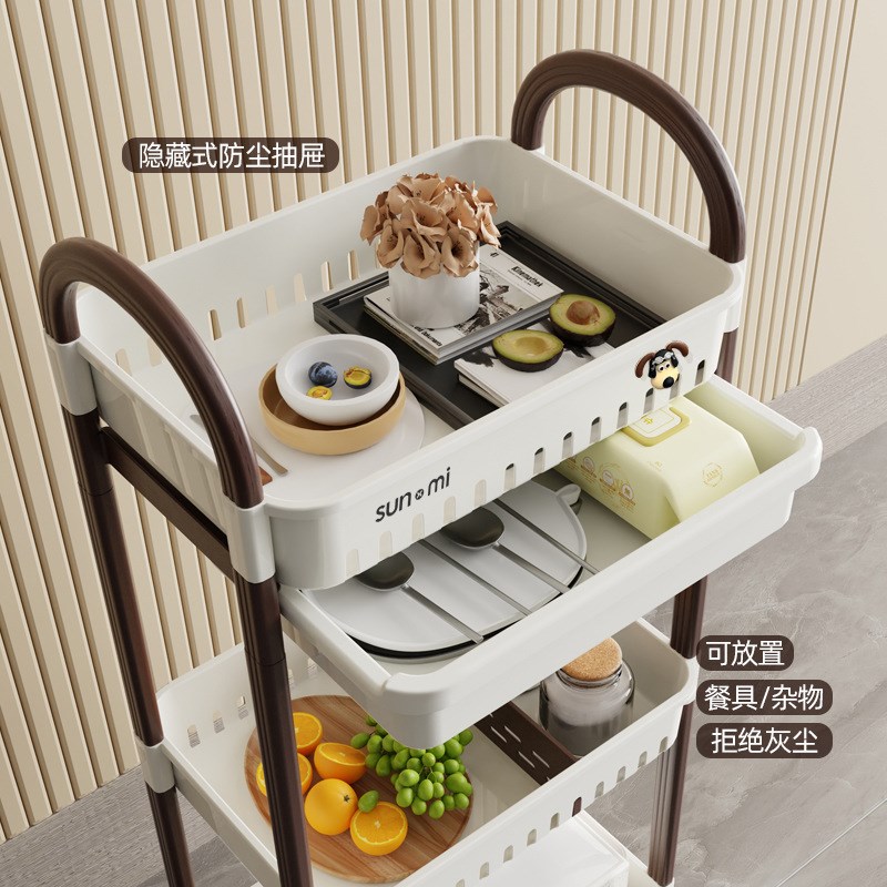 卧室收纳可厨房便携书架s小推车多层移动客厅收纳滑轮置物架刹车