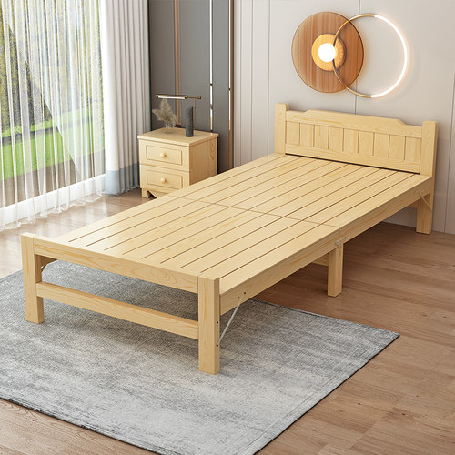 摺叠牀午休单人牀家用1.2米实木牀办公室经济型P双人1.5米简易小