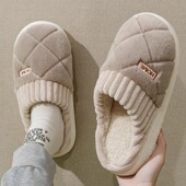 男士 冬季 2025新款 加厚棉拖鞋 室内家居家用情侣保暖厚底毛绒拖鞋 女
