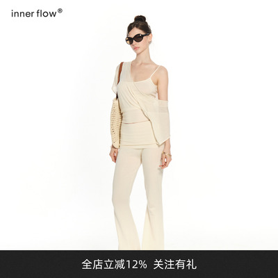 INNERFLOW 莱赛尔天丝凉感舒适短袖+吊带+裤子普拉提针织套装夏季