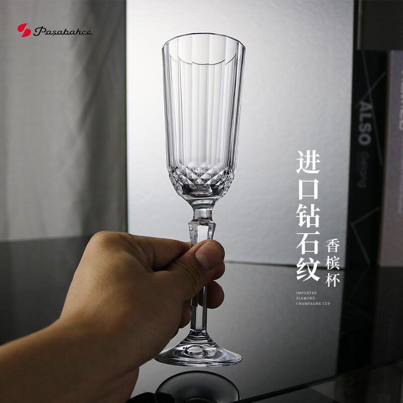 钻石纹香槟杯红酒杯晶玻璃复古欧式脚刻花葡萄酒杯