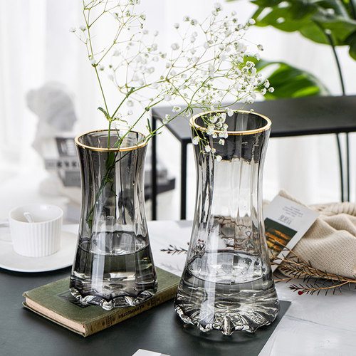 创意玻璃花瓶描金网红水养鲜花干花百合插花瓶