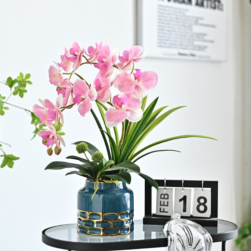 手感蝴蝶兰假花仿真花客厅摆设高端餐桌花摆花茶几花艺摆件装饰花