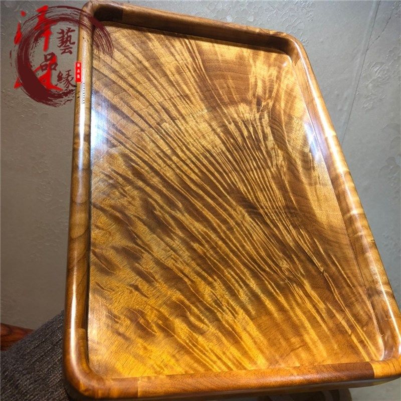四川金丝楠木茶接盘小叶桢楠独板工艺品文承盘茶盘