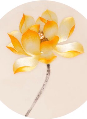 [] 苏绣y初 黄色荷花图 手工刺绣自装饰画材包