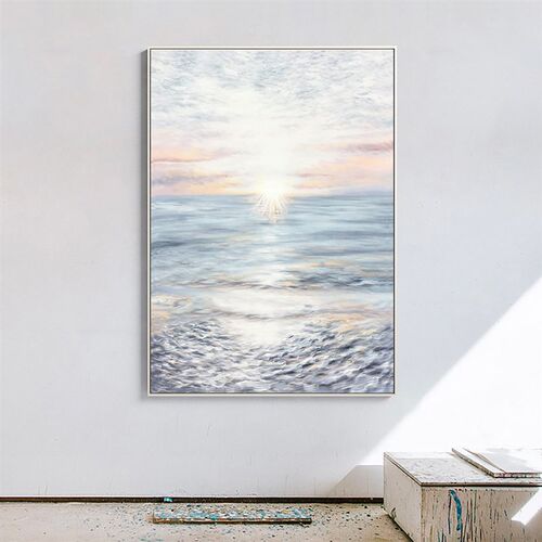 幅油画海上日出玄关挂画现代走廊过道背景墙画