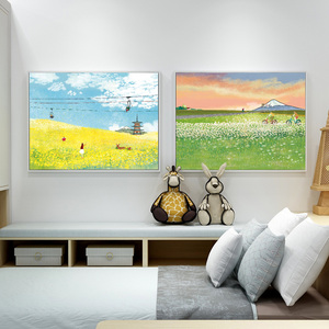 百特好日式新干线春夏画儿童房挂画墙壁画