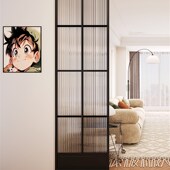 奶油风玻璃客厅屏风卫生间遮挡玄关装 饰