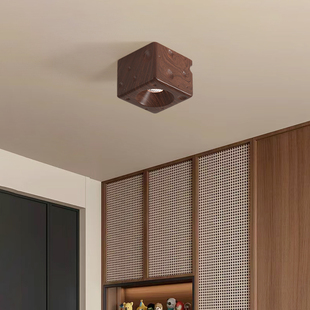 中古客厅无主灯胡桃木斗胆灯明装筒灯复古过道卧室吸顶灯