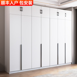 现代简约平开门大衣橱 实木衣柜家用卧室组合收纳柜轻奢简易组装