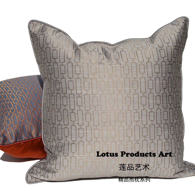 新古典简约现代中式软装靠垫灰色缎面沙发客厅床头靠背靠枕抱枕套