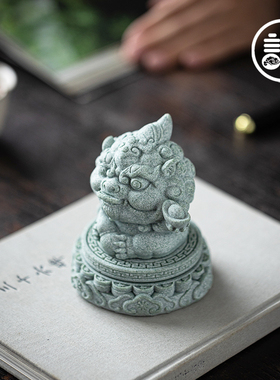 记今朝《青砂石》国潮风招财小貔貅吉祥物瑞兽桌面家居装饰品