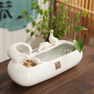 小型中式循环陶瓷流水器喷泉招财客厅办公室桌面装饰摆饰开业礼品