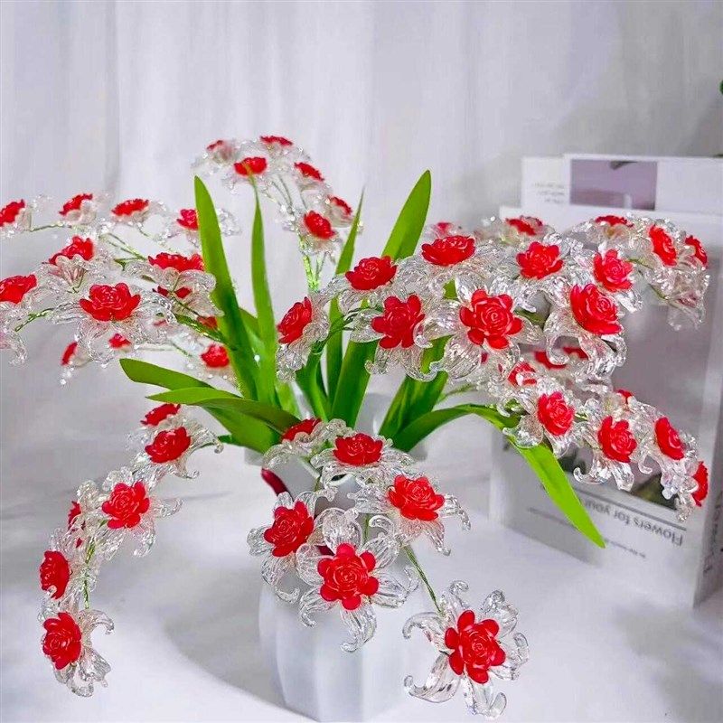 手工串珠diy材料包水晶玻璃花束玫瑰百合向日葵客厅摆件装饰品