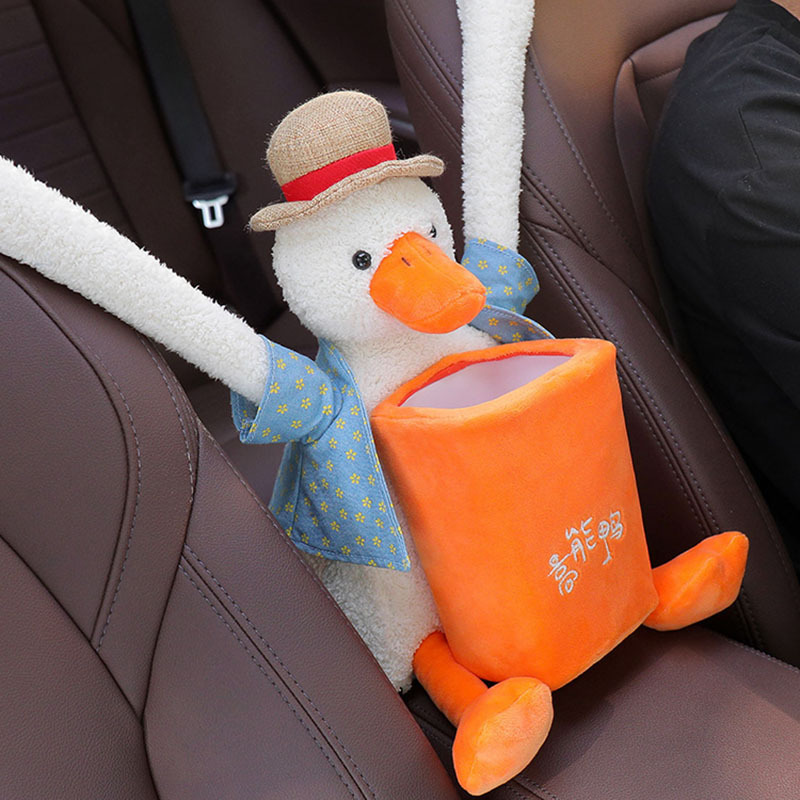 车载垃圾桶纸巾盒二合一汽车内用挂式置物桶可爱卡通车用收纳盒女