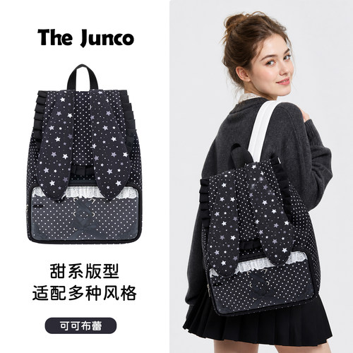 古早波点双肩包女生礼物书包暗格