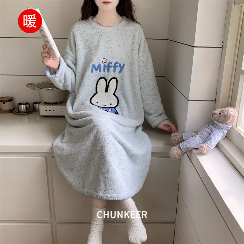 套头可外穿半边绒睡裙秋冬宽松保暖卡通软绵绵长款睡衣长裙家居服,女士内衣/男士内衣/家居服,睡袍/浴袍,淘宝优惠券,粉丝福利购,淘宝优惠卷