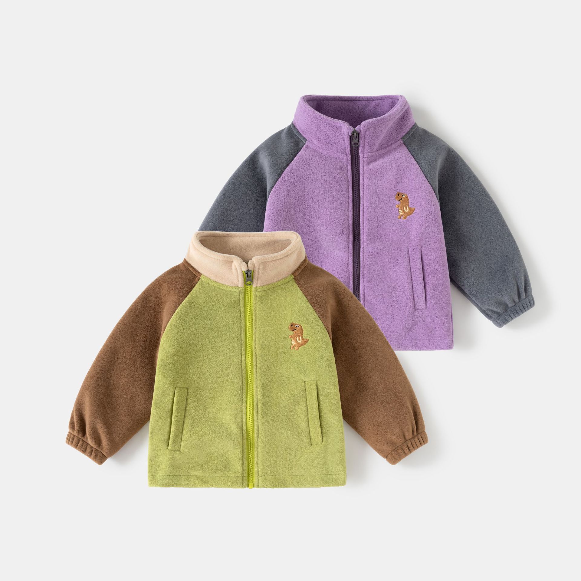 儿童衣服奥粒绒外套秋冬季可爱卡通刺绣宝宝韩版保暖开衫童装批发
