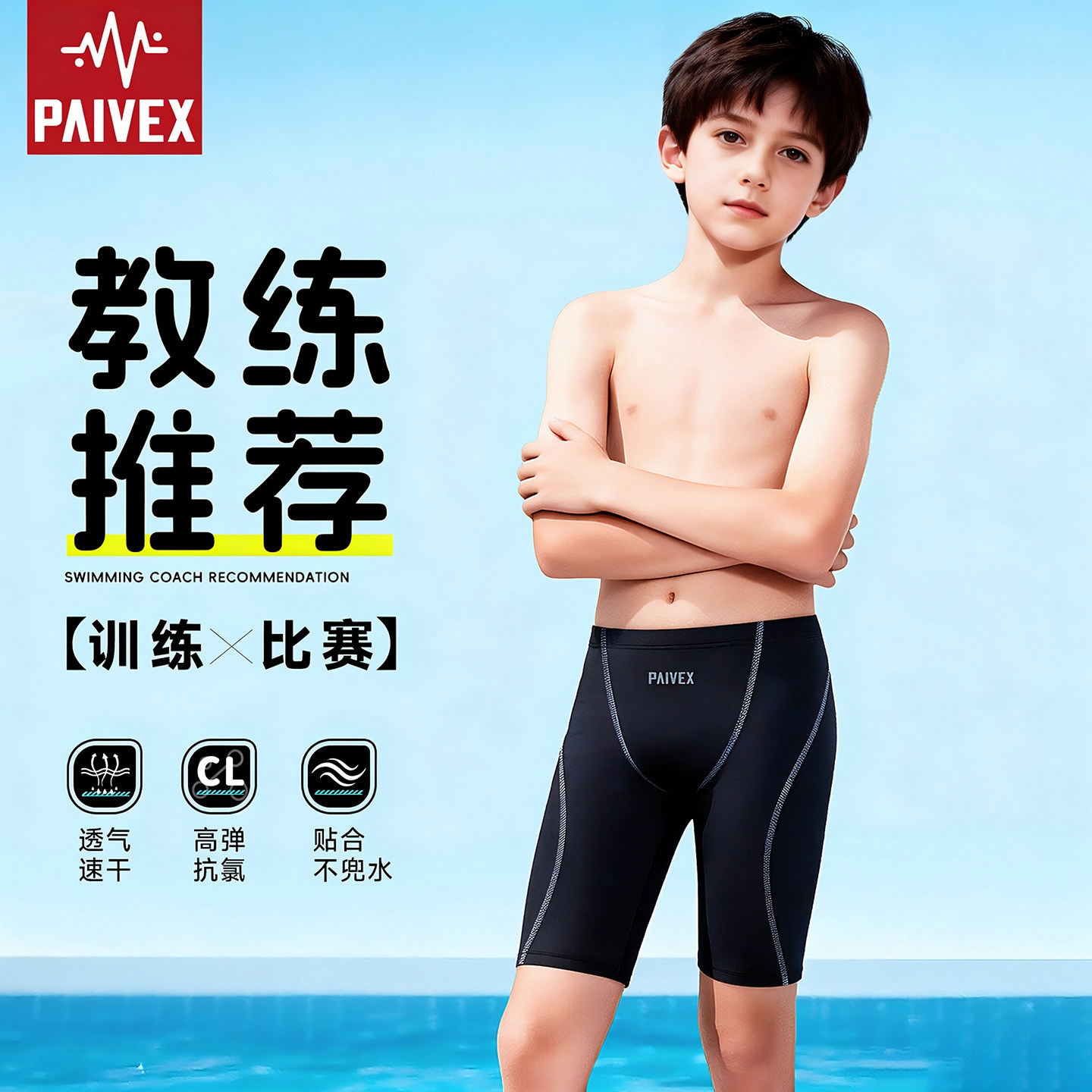 儿童泳裤男童五分专业训练竞速游泳装备初学游泳馆泳装2026新款