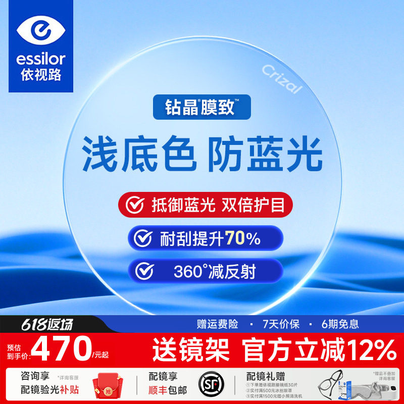 依视路膜致镜片高透光减反射