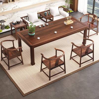 新中式胡桃木实木罗汉床茶桌椅组合阳台小茶桌茶几客厅家用泡茶台