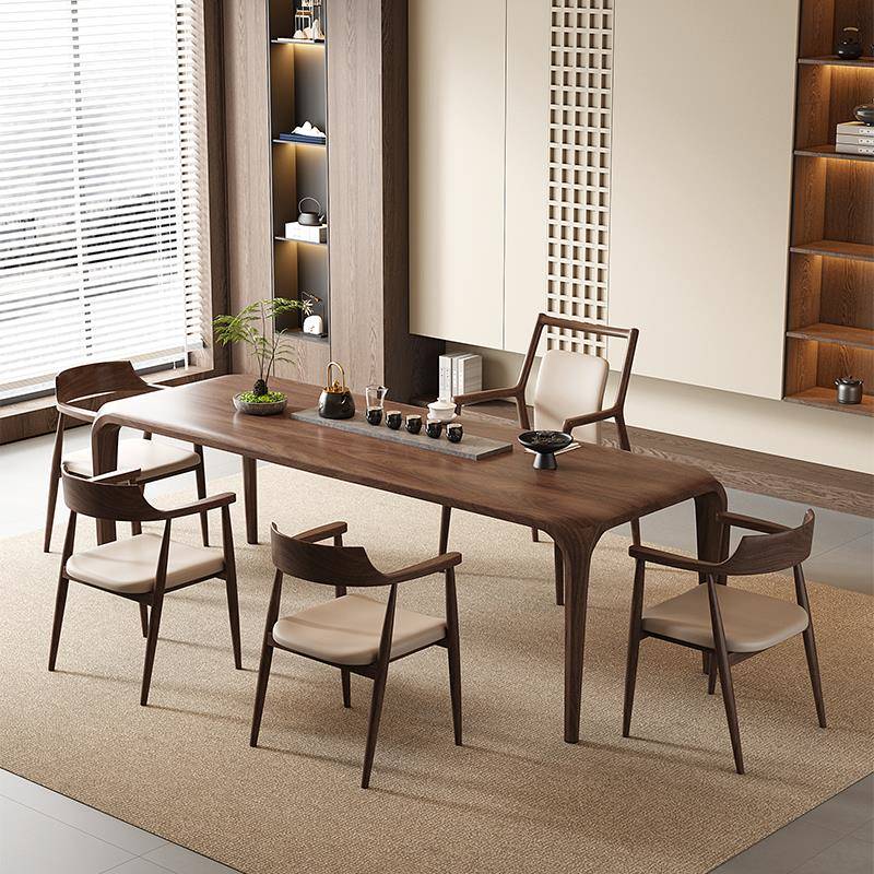 南美胡桃木实木书桌茶桌一体现代简约家用客厅办公室原木榫卯茶台