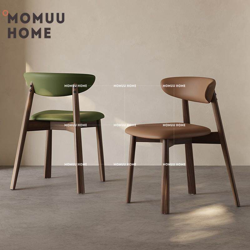 MOMUU HOME全实木餐椅家用餐厅软包靠背椅广东佛山源头工厂餐桌椅