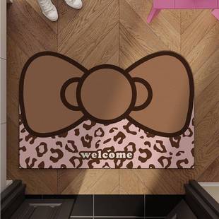浴室吸水防滑地垫豹纹蝴蝶结硅藻泥卫生间专用毯厕所门口家用脚垫