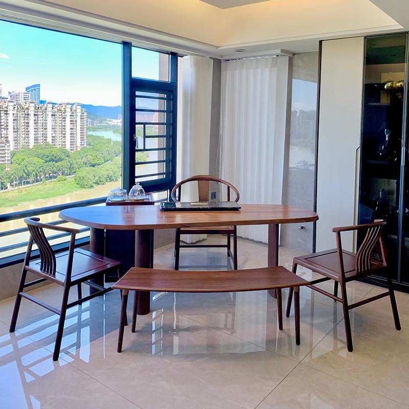 宋式美学新中式北美黑胡桃木茶桌禅意现代简约家用茶室实木泡茶台