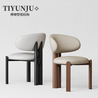 意式极简实木餐椅家用现代简约餐桌椅设计师酒店餐厅靠背椅子