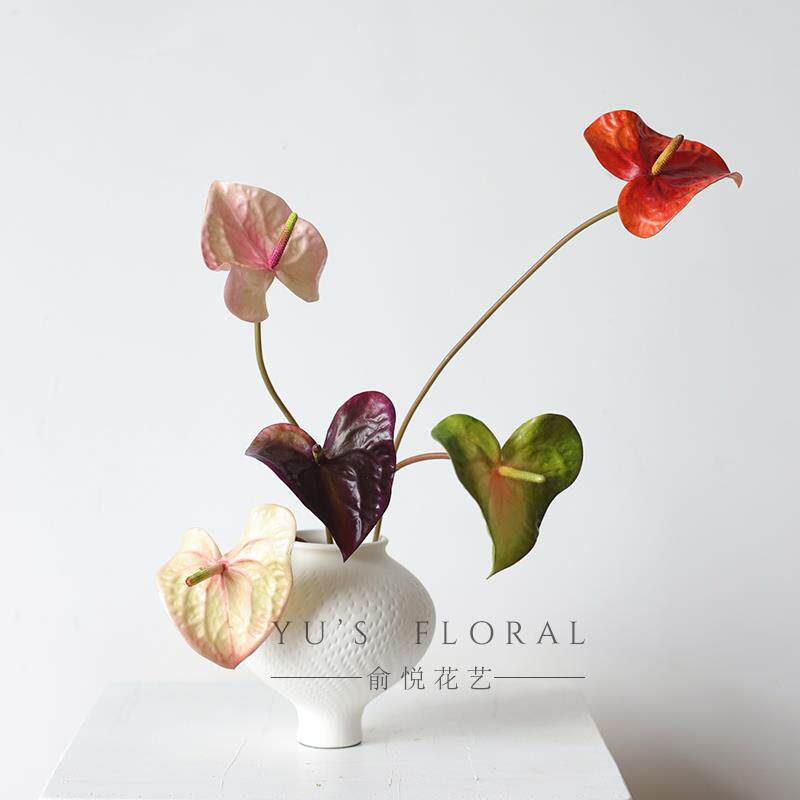 仿真花红掌德纳里掌高端小众单支假花摆件装饰花艺造景摄影道具