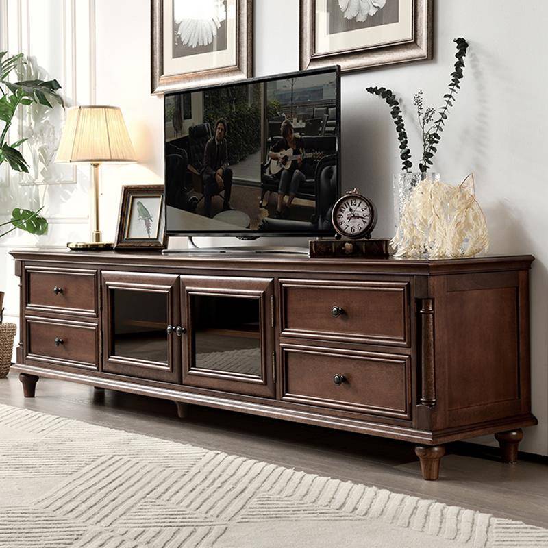 美式经典实木电视柜茶几组合实木覆古家具2.2米美式乡村电视机柜