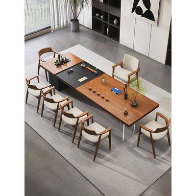 新中式实木茶桌椅组合办公室茶盘一体泡茶桌家用客厅轻奢高端茶台