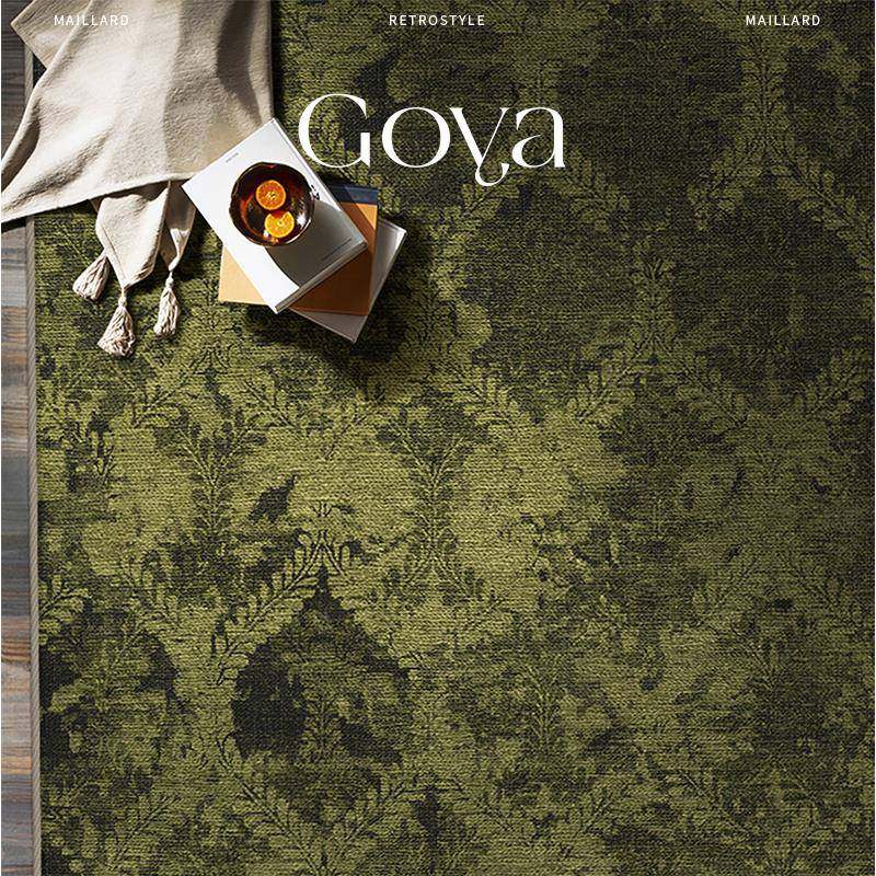 Goya中古风美式客厅地毯免洗可擦轻奢复古高级感法式卧室房间床边