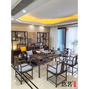 黑胡桃木茶桌椅组合现代榫卯结构轻奢高级感茶室会客接待禅意茶桌